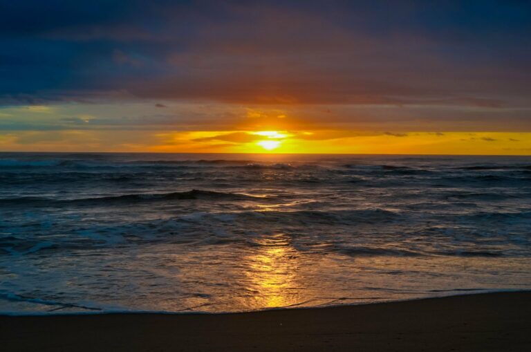 Sunset over the ocean at St Lucia, South Africa