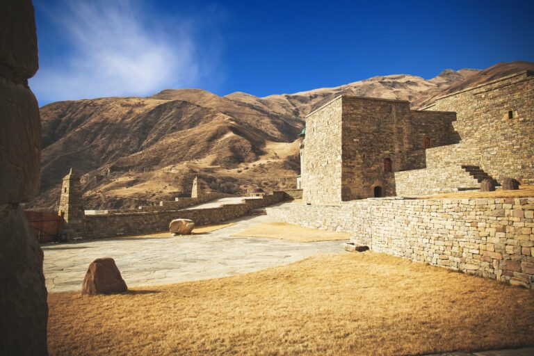 An ancient stone fort in the mountains