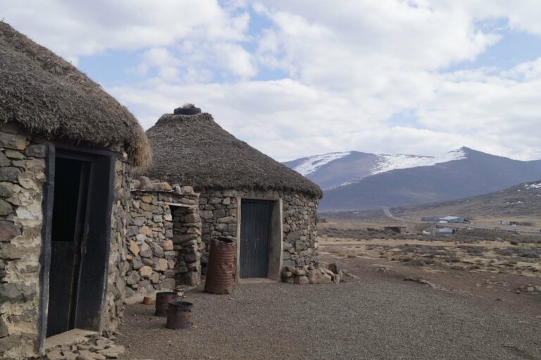Stone houses in the Lesotho mountains