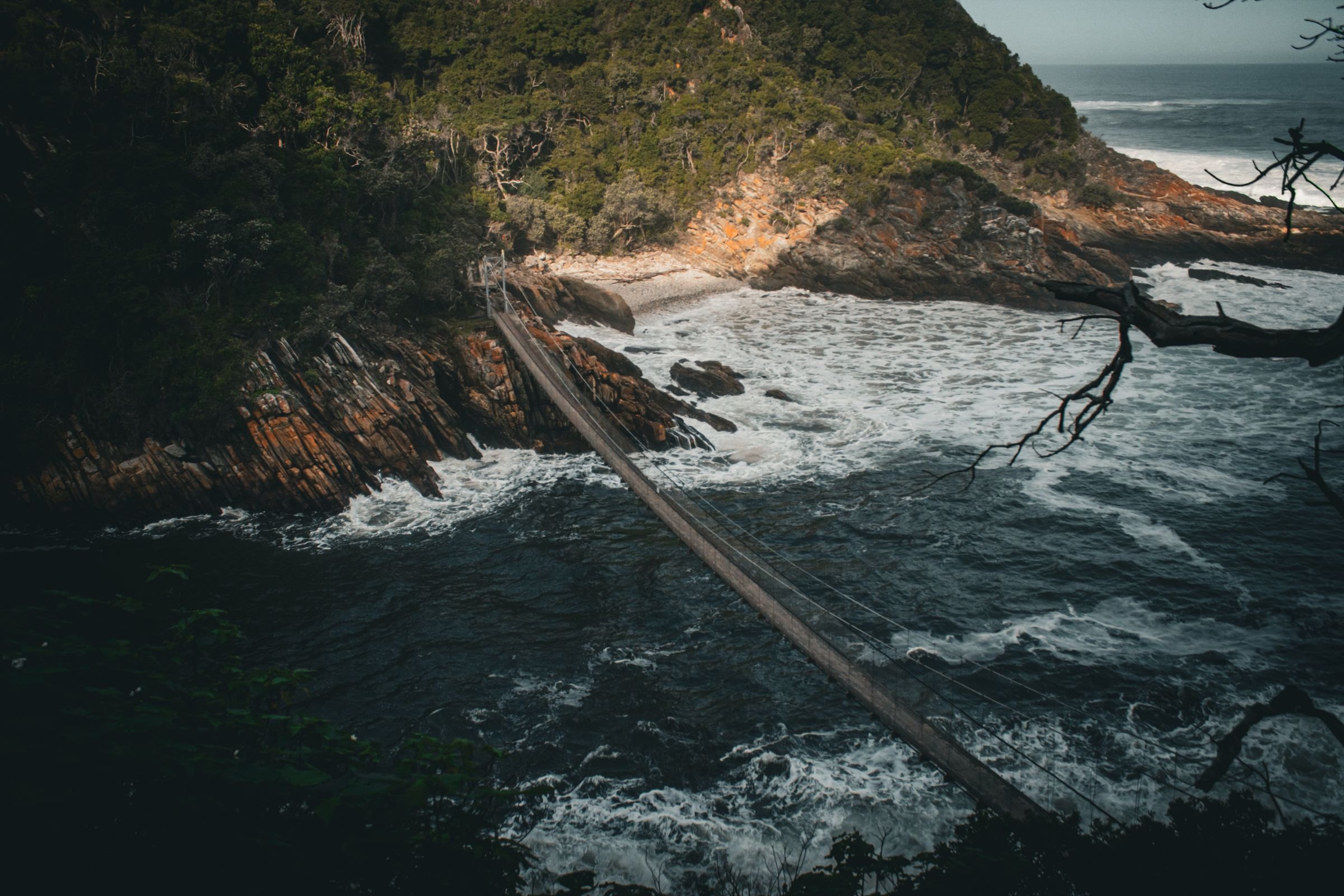 The suspension bridge over the rocky coast at Storms River