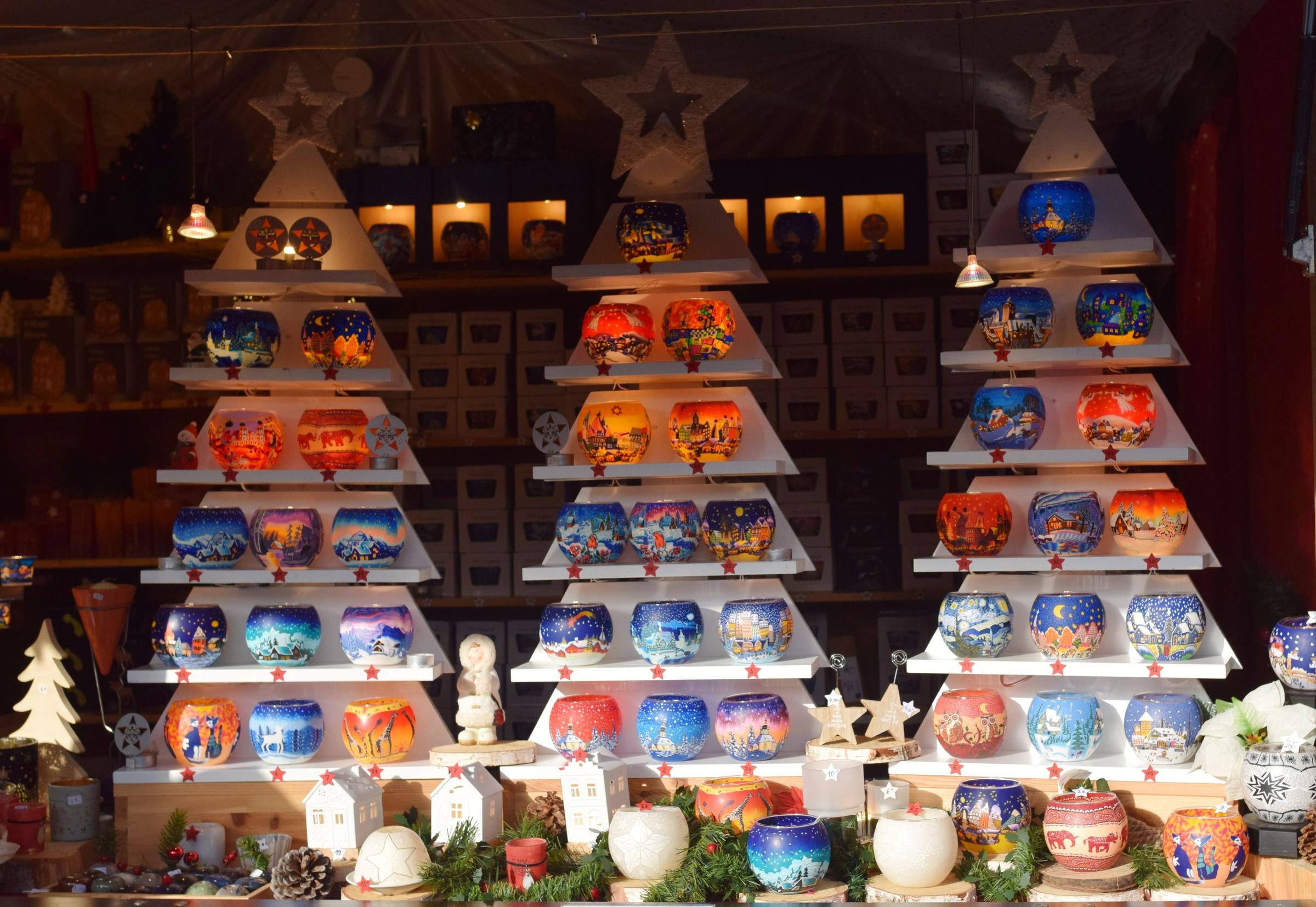 Festive candle holders at the Strasbourg Christmas market