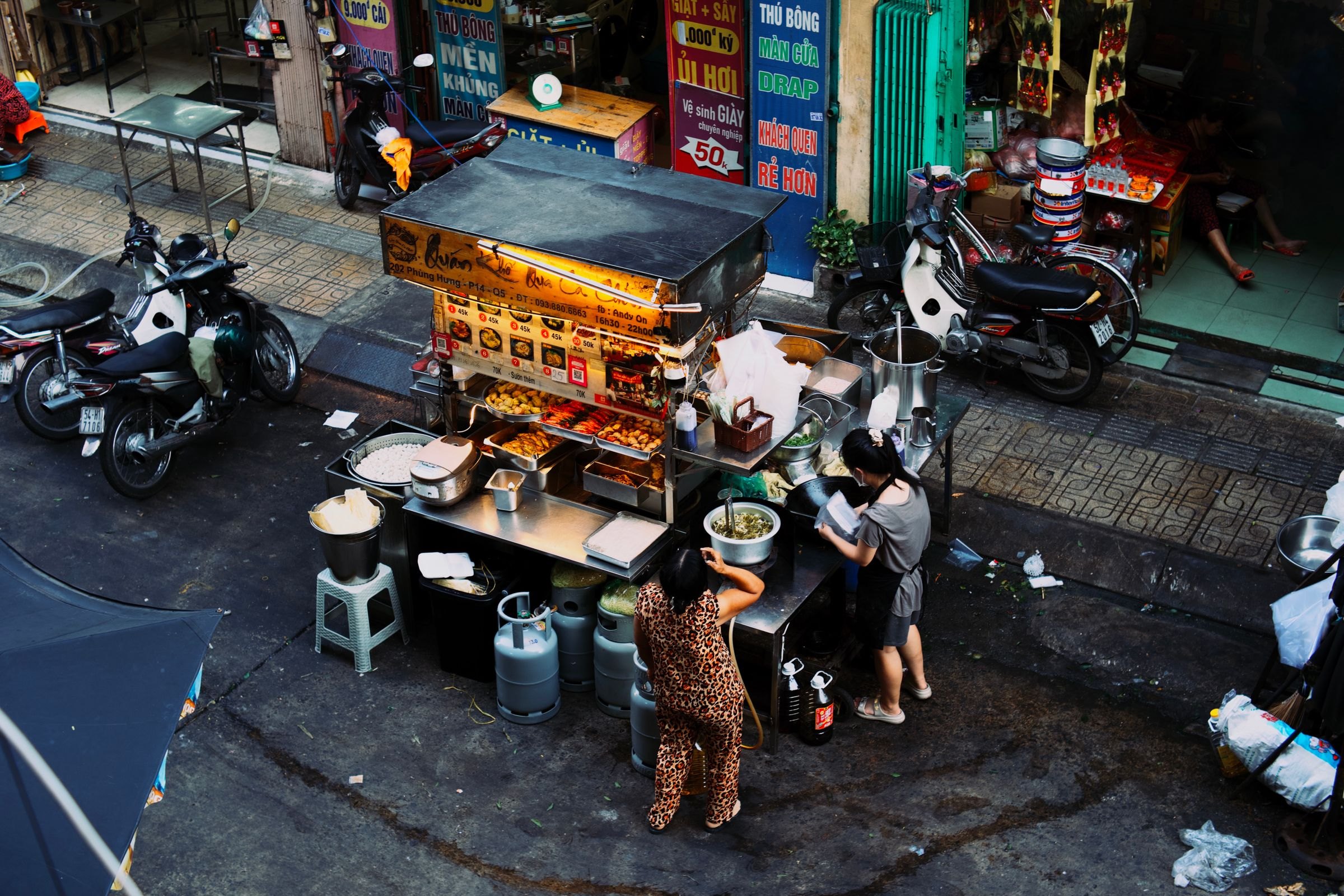 A Vietnamese street food stall
