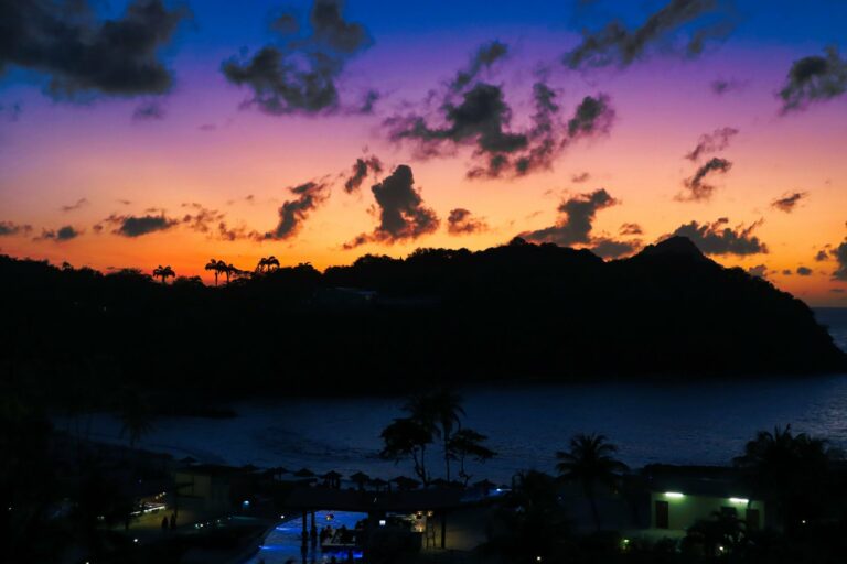 Sunset over the hills of Saint Lucia