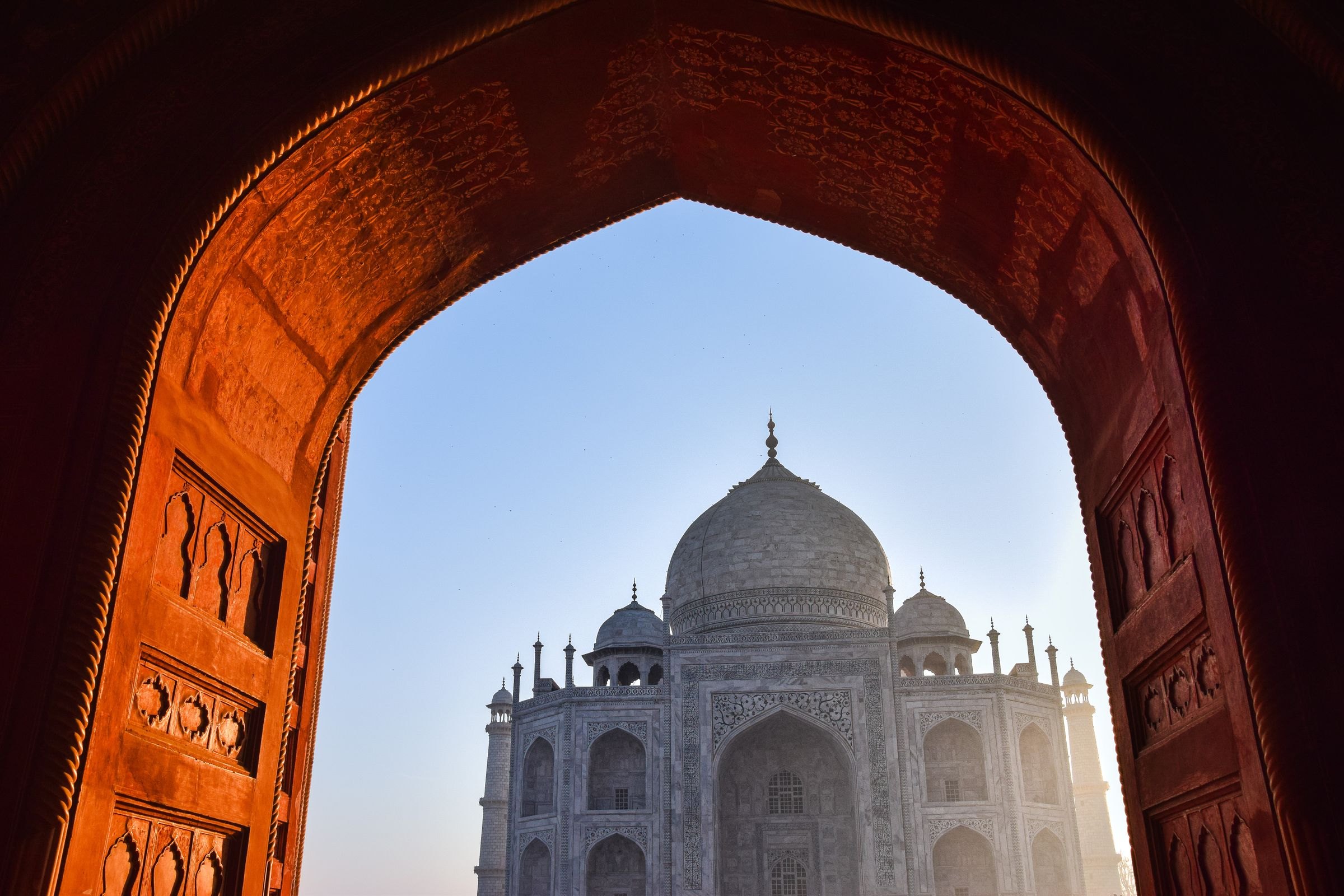 The Taj Mahal framed by an archway