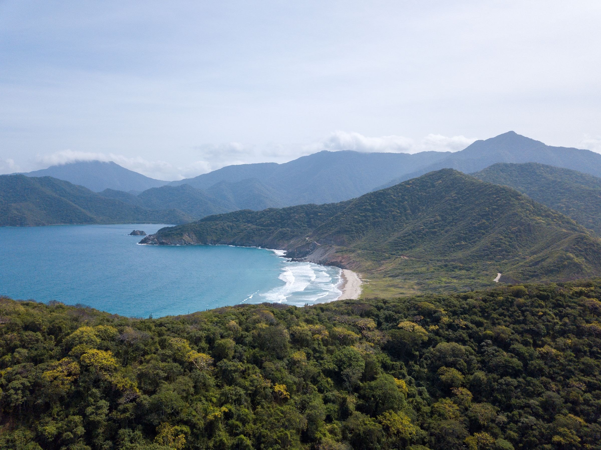 Tayrona National Park's coastline from above