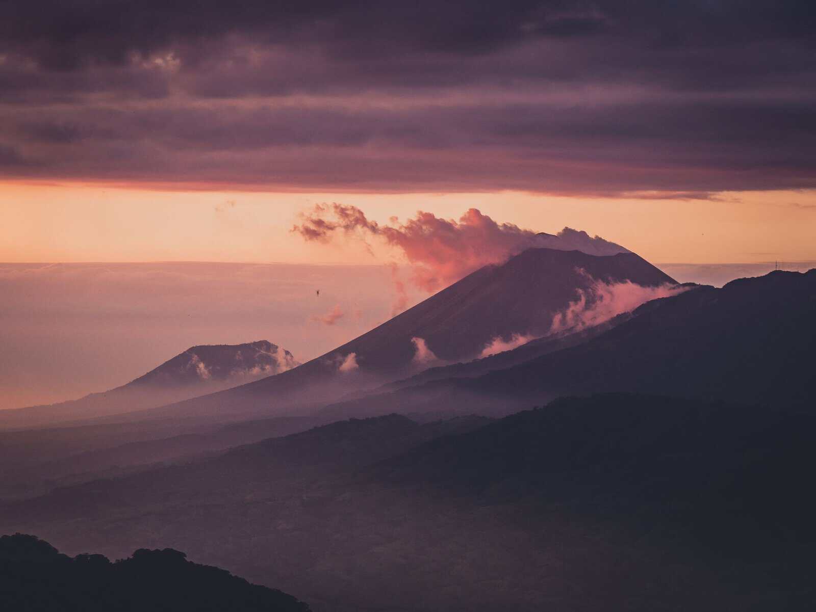 Telica Volcano near León at sunset