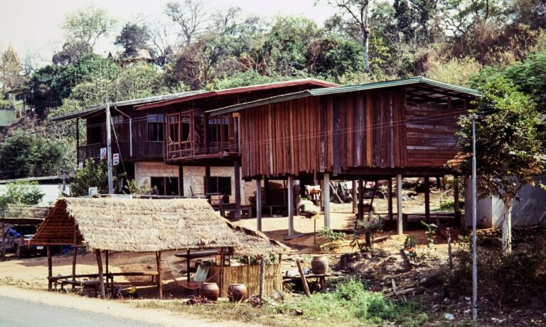 A wooden stilt house in the Thai countryside