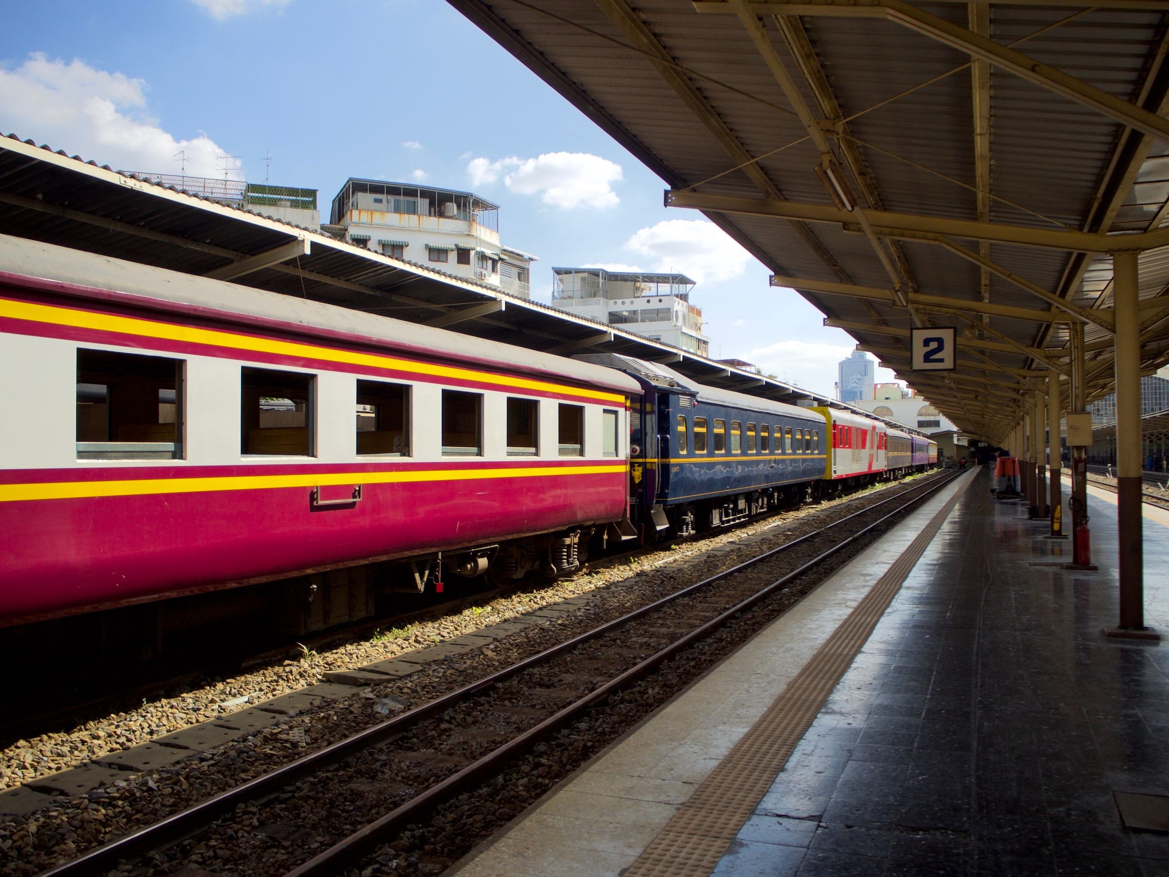 A Thai train at a station platform