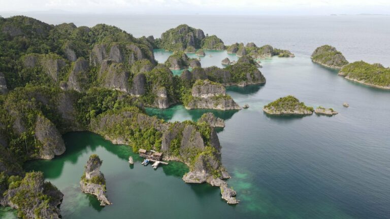 The forested islands of Raja Ampat from the air