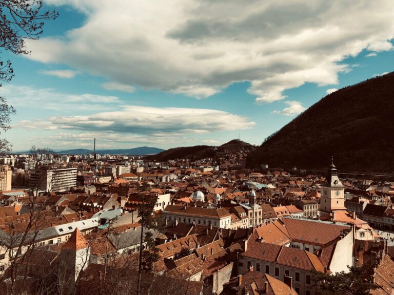 The rooftops of Brașov from above