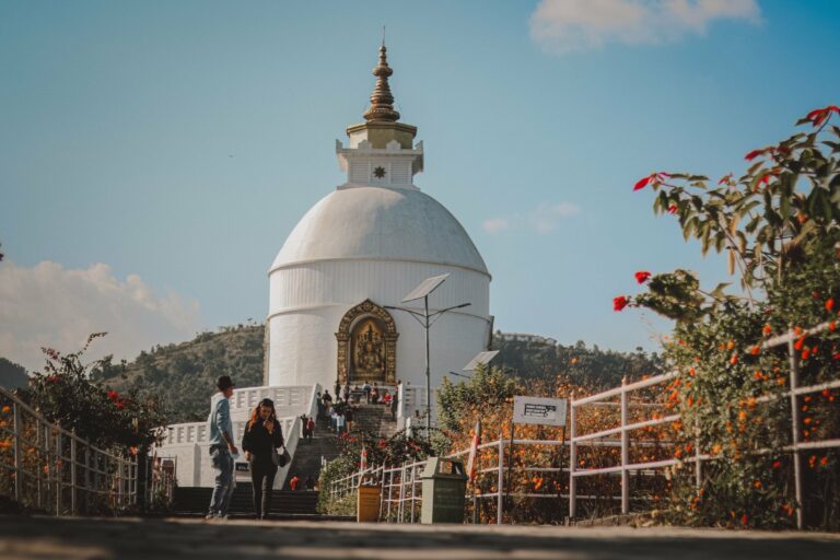 The World Peace Pagoda above Pokhara
