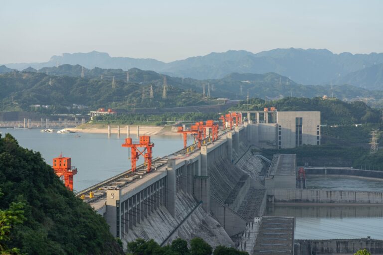 The Three Gorges Dam among the mountains