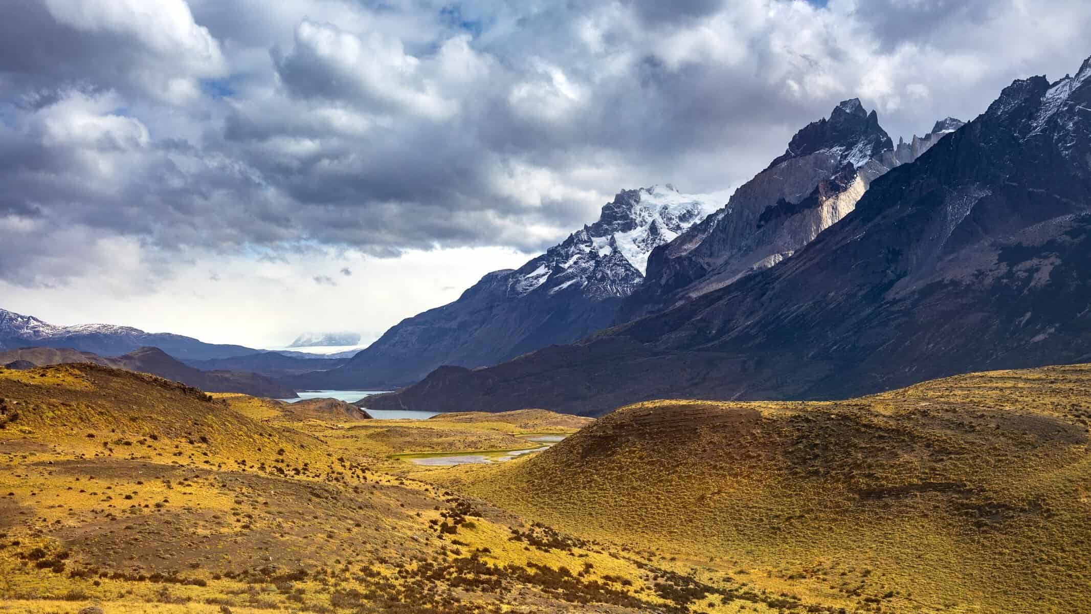 Torres del Paine above the Patagonian plains