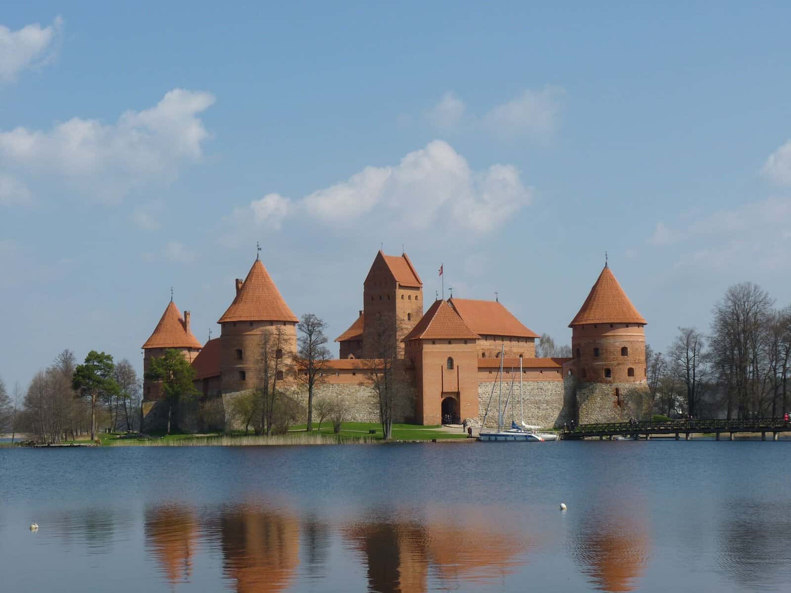 Trakai Island Castle reflected in the lake, Lithuania