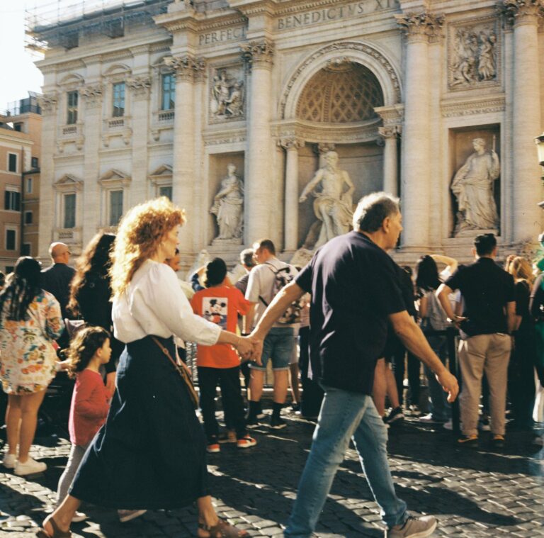 Crowds at the Trevi Fountain in Rome