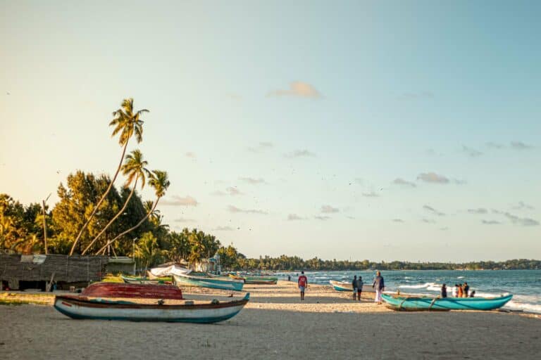 Fishing boats on the beach at Trincomalee, Sri Lanka