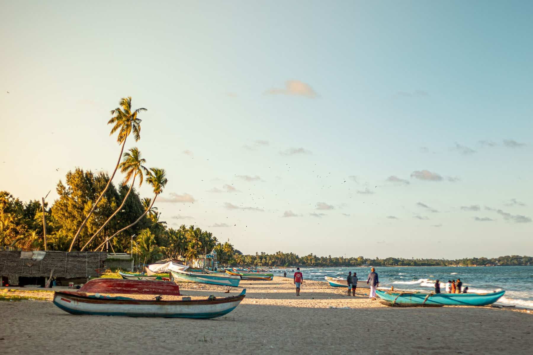 Fishing boats on the beach at Trincomalee, Sri Lanka