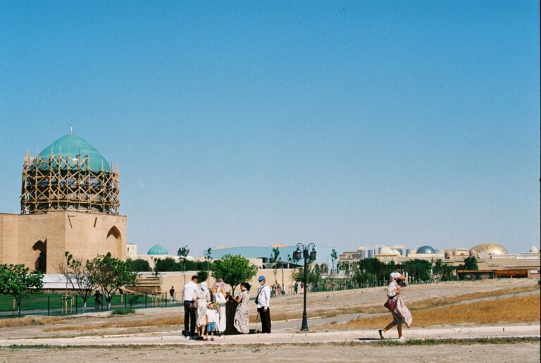 Visitors at the historic sites of Turkistan
