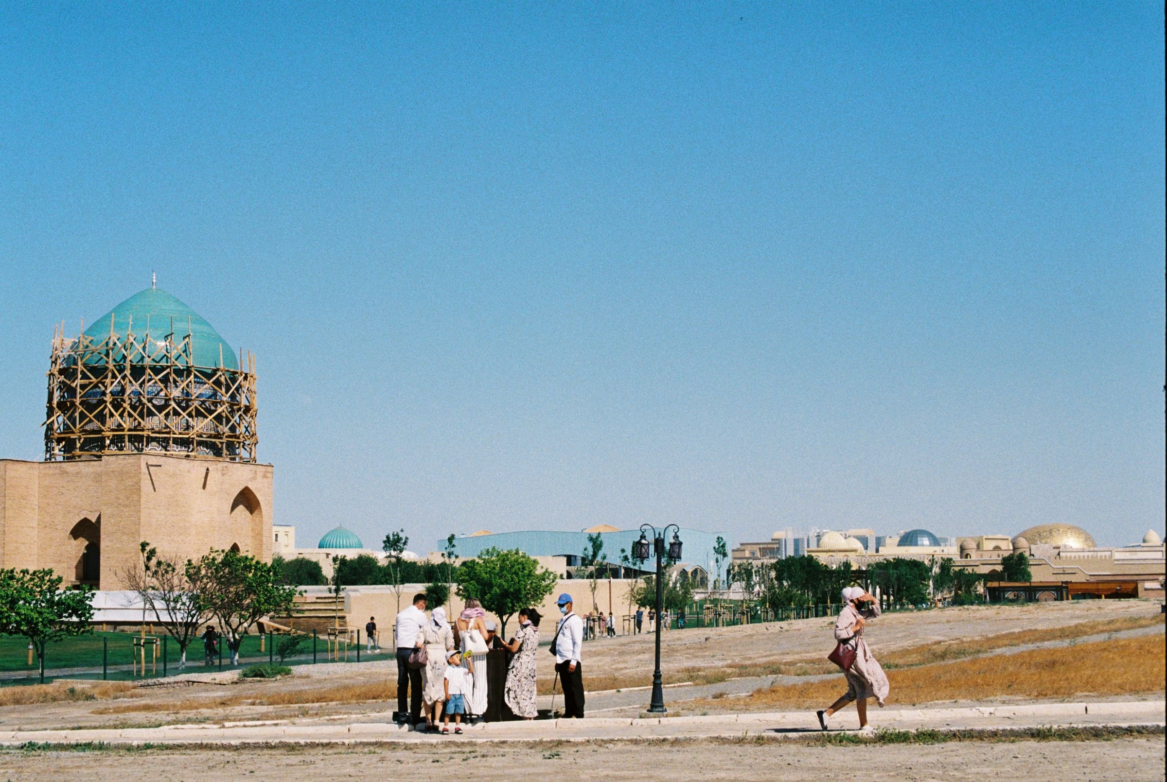 Visitors at the historic sites of Turkistan