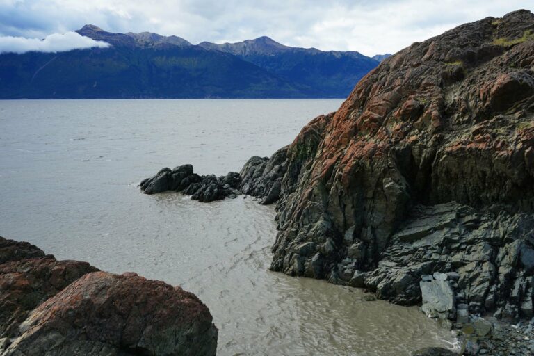 The rocky shore of Turnagain Arm