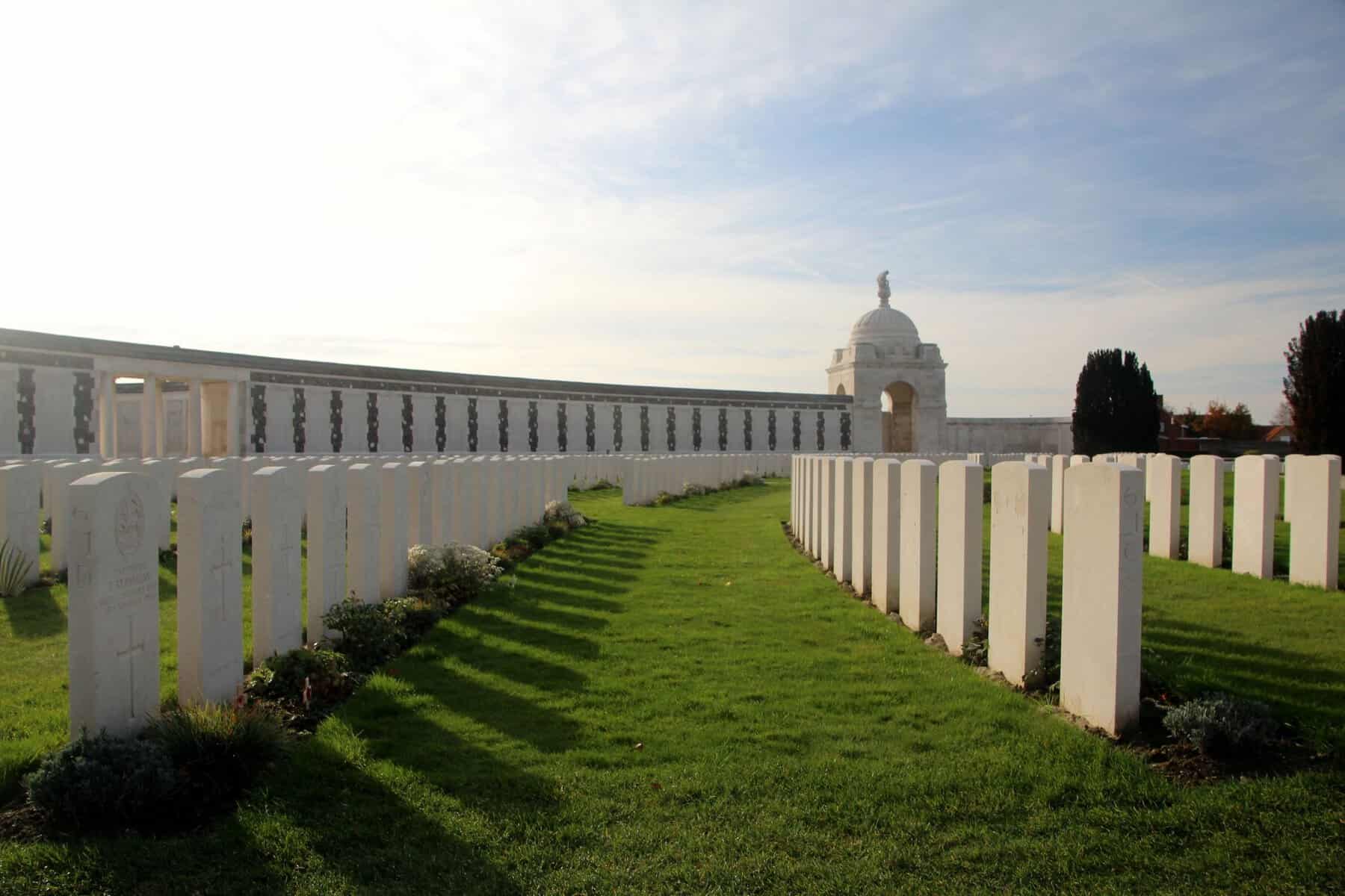 Rows of graves at Tyne Cot Cemetery, Belgium