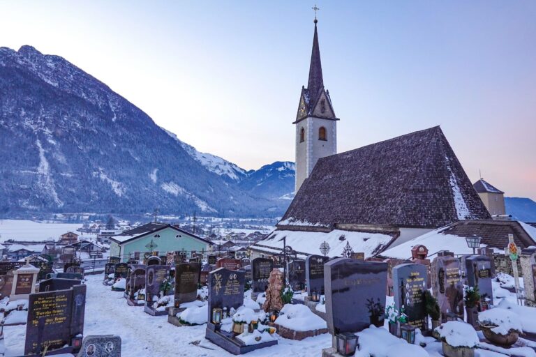 A village church in the snowy Tyrol