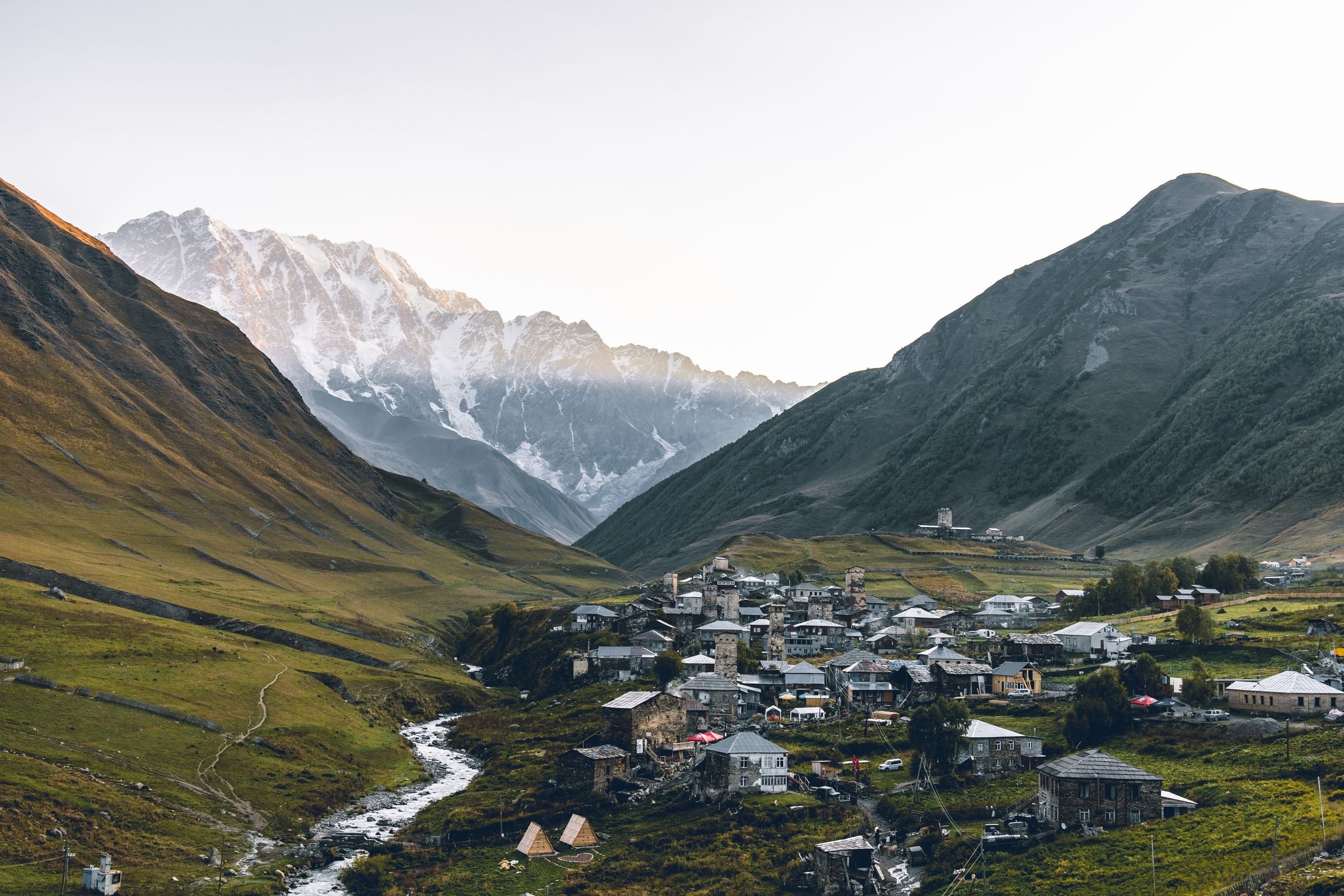 Ushguli village below the Caucasus