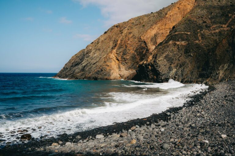 Volcanic cliffs and the coast at Vallehermoso, La Gomera