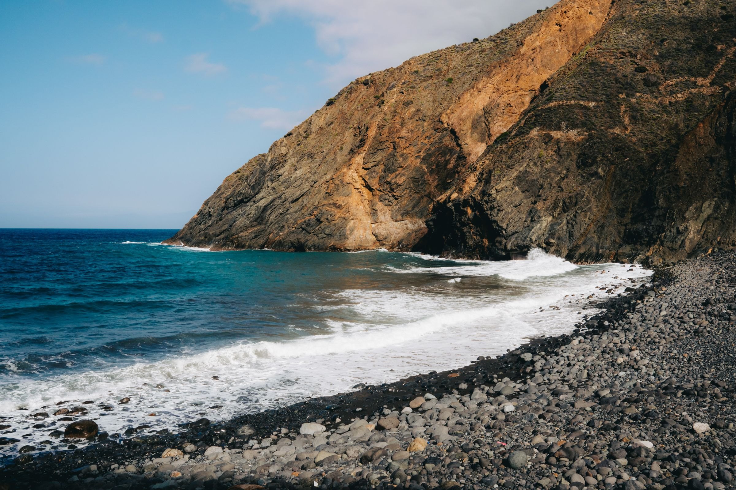 Volcanic cliffs and the coast at Vallehermoso, La Gomera