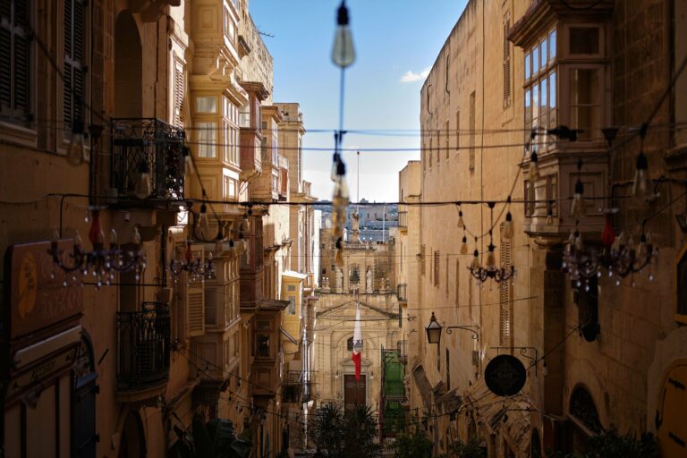 A Valletta street with festive decorations