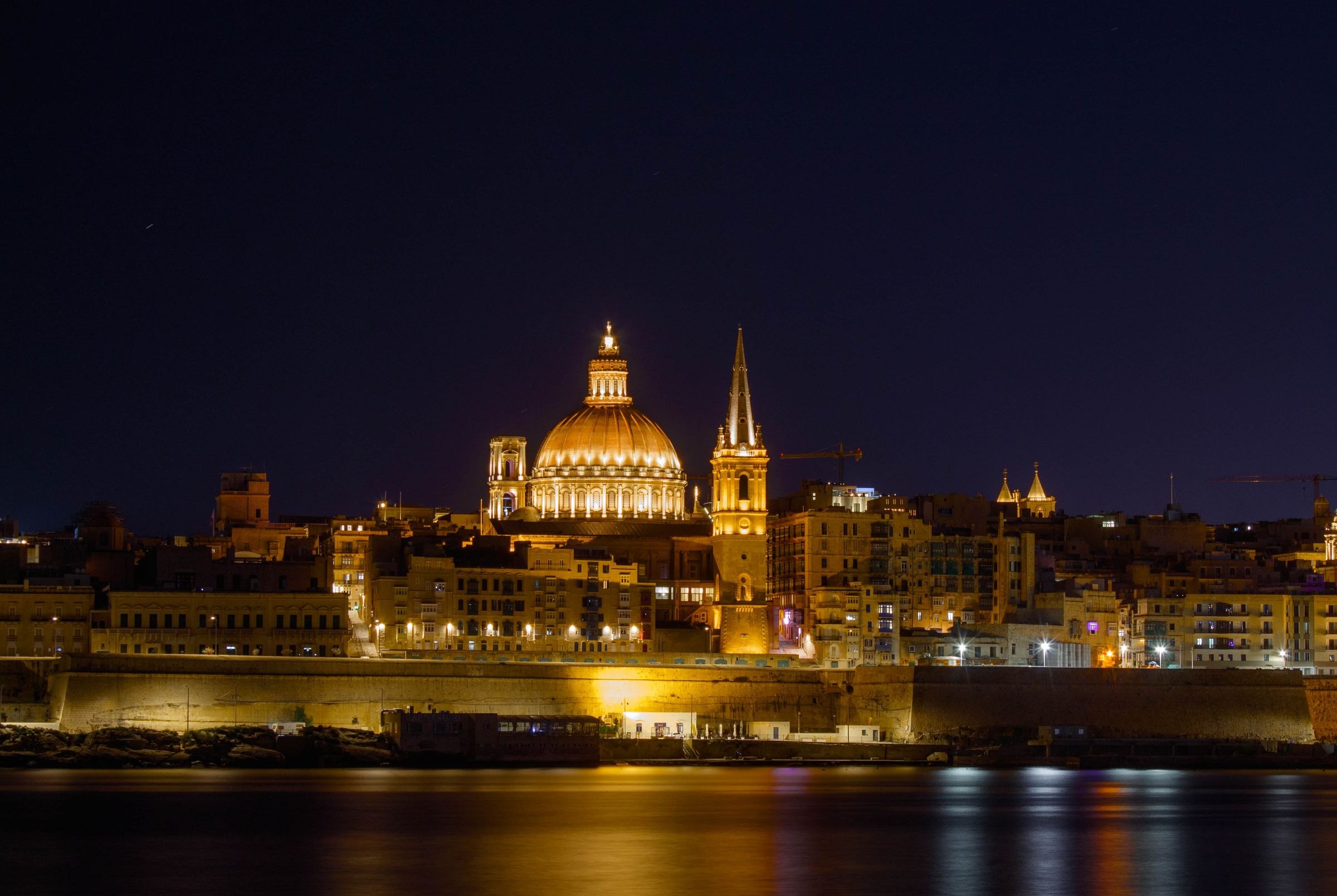 Valletta lit up at night