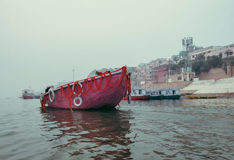 Boats and ghats on the Ganges in Varanasi