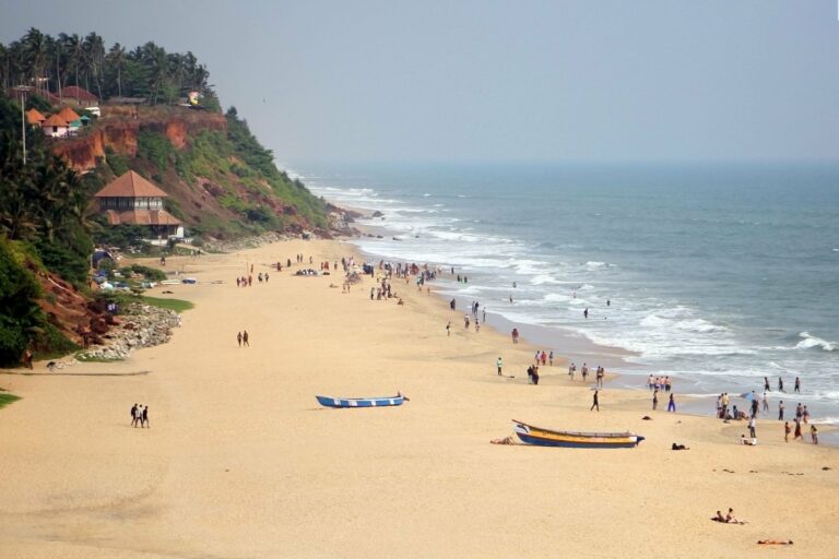 Varkala beach below its cliffs