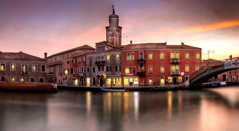 A canal in Venice at sunset