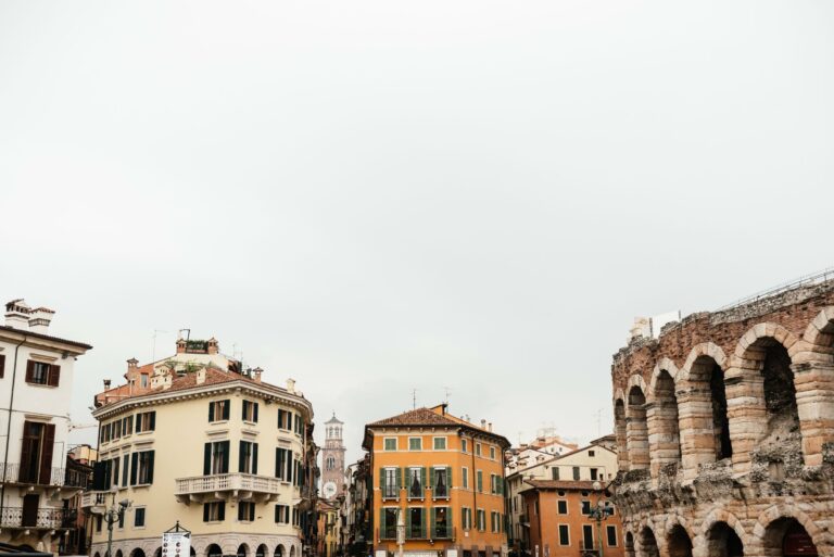 Historic buildings beside the Roman arena in Verona