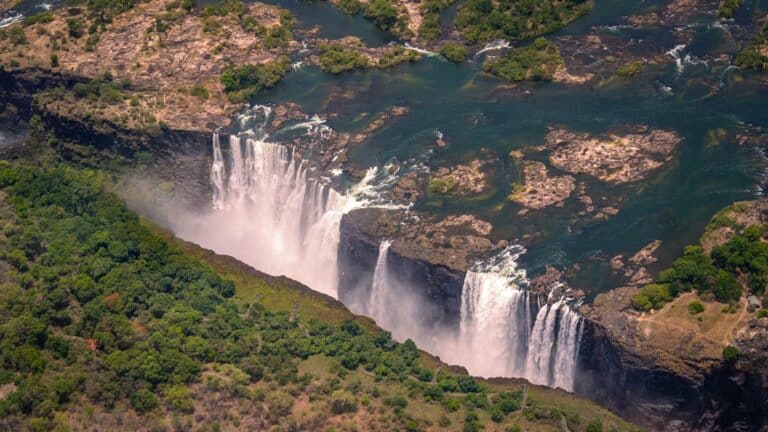 Victoria Falls and its gorge from the air