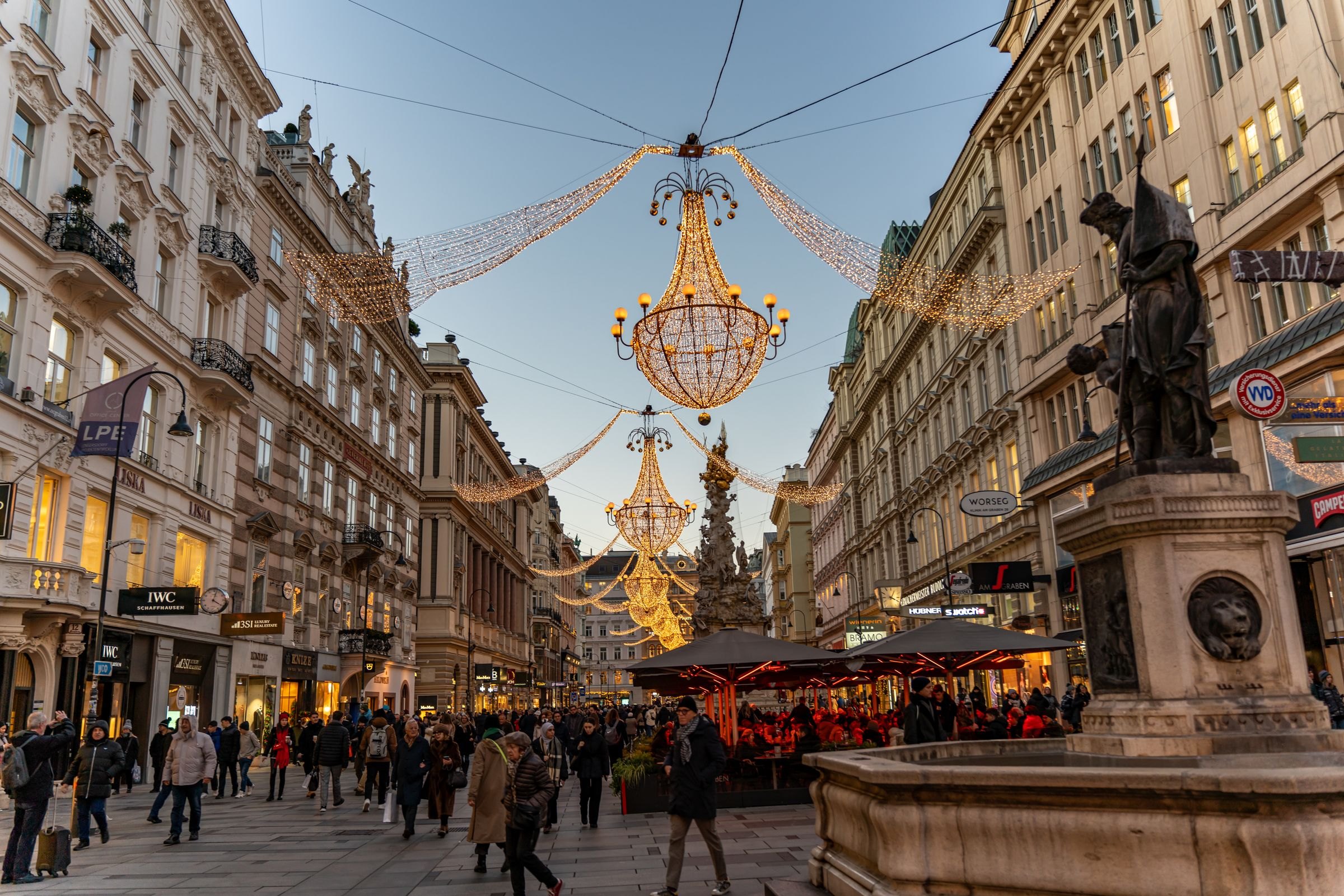 Festive lights over the Graben in Vienna
