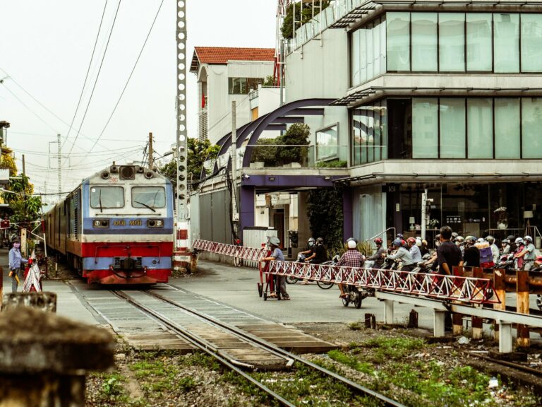 A train passing a level crossing in Ho Chi Minh City