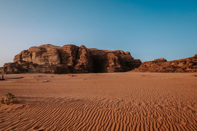 Sandstone mountains in Wadi Rum