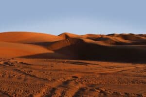 Golden dunes at Al Hawiyah in the Wahiba Sands, Oman