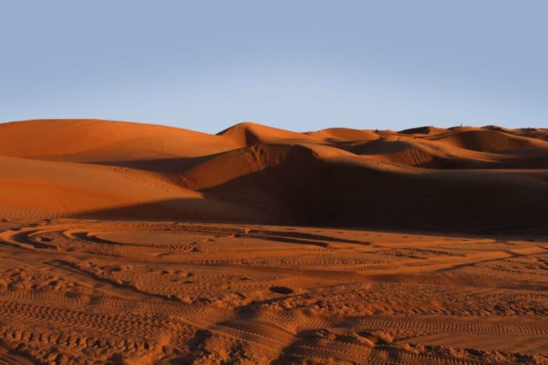 Golden dunes at Al Hawiyah in the Wahiba Sands, Oman