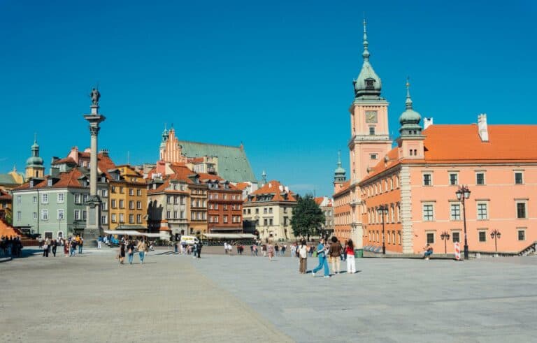 Castle Square and the Royal Castle in Warsaw's Old Town, Poland