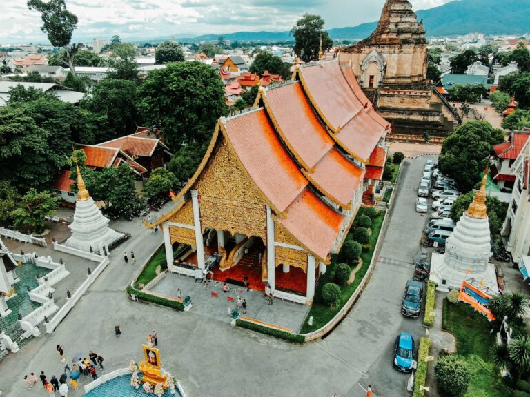 Wat Chedi Luang in Chiang Mai from above
