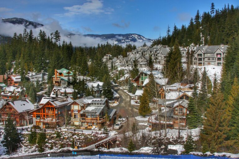 Whistler village among the pines