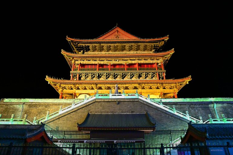 The Bell Tower in Xi'an lit up at night