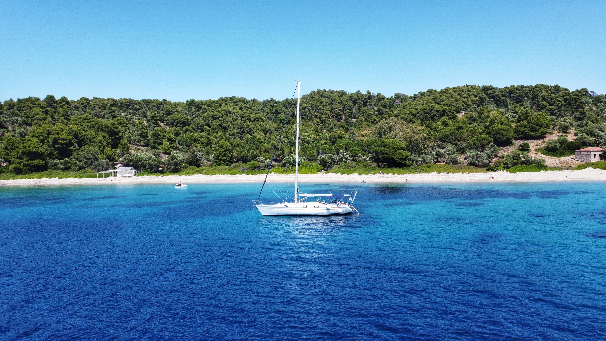 A yacht sailing in the Aegean