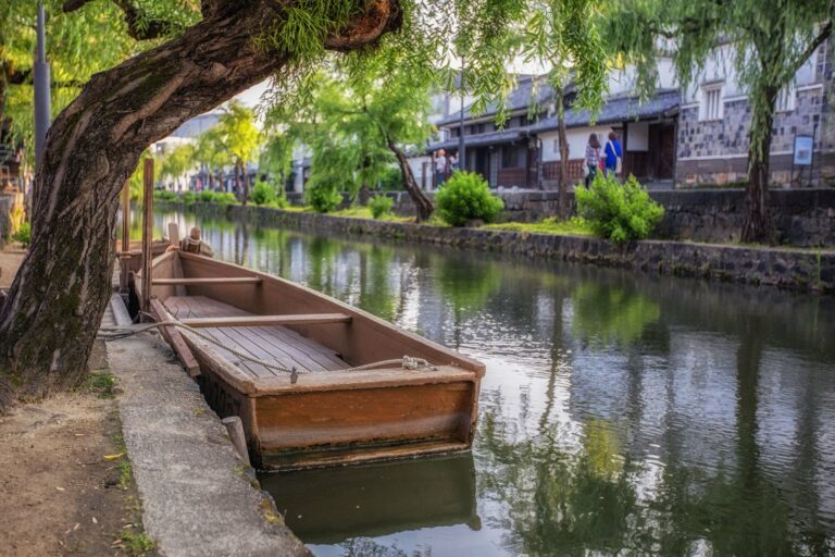 A wooden boat on a Yanagawa canal