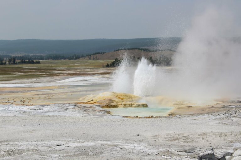 A geyser erupting in Yellowstone