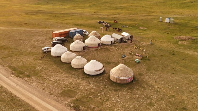 A yurt camp in the high pastures of Naryn, Kyrgyzstan