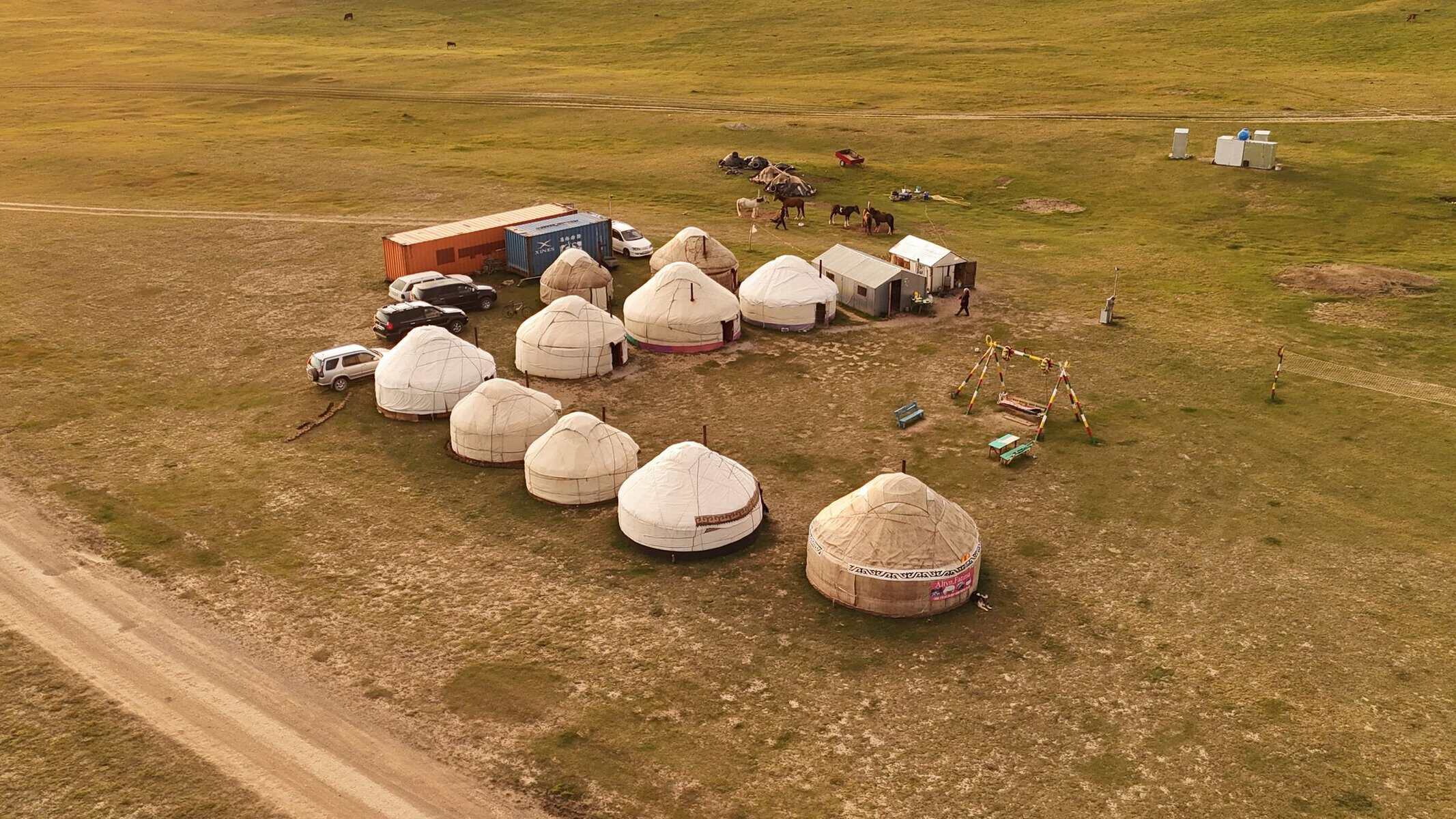 A yurt camp in the high pastures of Naryn, Kyrgyzstan
